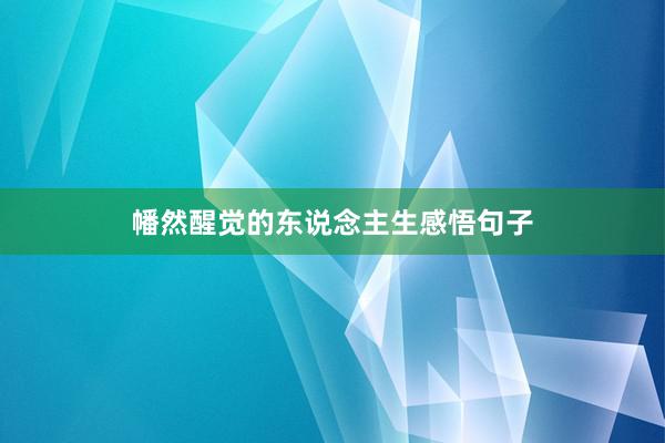 幡然醒觉的东说念主生感悟句子